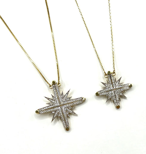 14K Gold & Diamond Classic Star Of Bethlehem Opening Magnetic Necklace